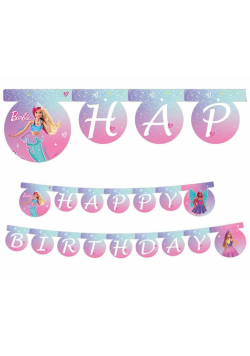 Banner Happy Birthday Barbie Fantasy Mattel 200cm