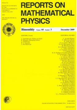 Reports on Mathematical Physics 64/3 2009