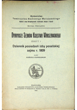 Dyaryusze Sejmów księstwa Warszawskiego Zeszyt 1 1913r