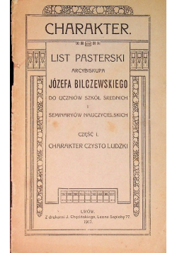 Charakter List pasterski arcybiskupa Bilczewskiego, 1917 r.