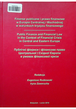 Finanse publiczne i prawo finansowe w Europie Centralnej i Wschodniej w warunkach kryzysu finansowego