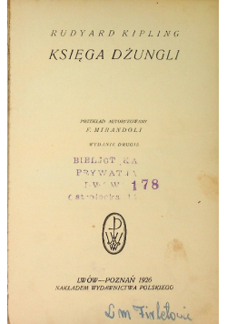 Księga Dżungli, 1926 r.