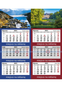 Kalendarz 2021 Trójdzielny z główką LUX mix PP