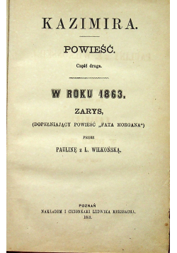 Kazimira powieść część druga 1869 r