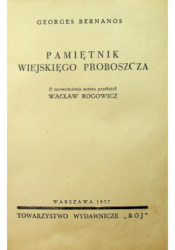 Pamiętnik wiejskięgo proboszcza 1937 r.