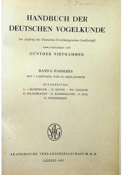 Handbuch der dautschen vogelkunde 1937r