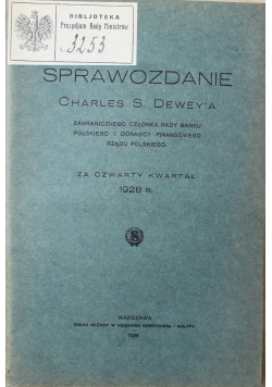 Sprawozdanie Charles S Deweya nr 5  za czwarty kwartał 1928 ,  1929 r