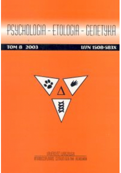 Psychologia - Etologia - Genetyka T. 8