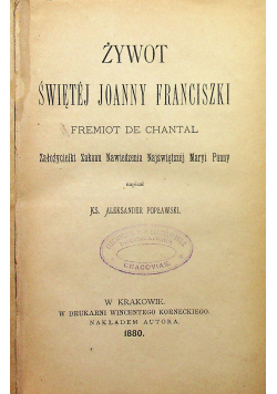 Żywot świętej Joanny Franciszki 1880 r