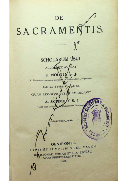 Summa Theologiae Moralis De Sacramentis 1925 r.
