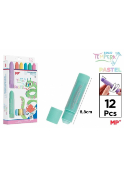 Farby tempera pastel w sztyfcie 12 kolorów