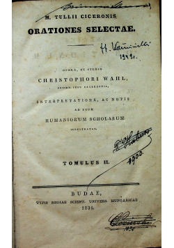 Orationes Selectae Tomulus II 1834 r