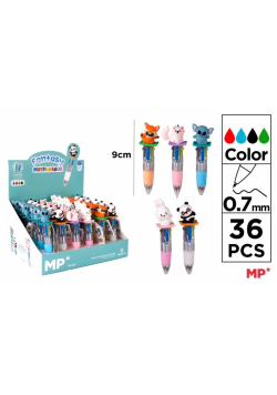 Długopis mini 4-kolorowy 0.7mm zwierzątka (36szt)