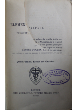 A Manual of Elementary Chemistry 1852 r