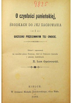 O czystości panieńskiej 1899 r.
