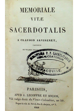 Memoriale vitae Sacerdotalis 1848 r.