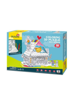 Puzzle 3D Dom do kolorowania