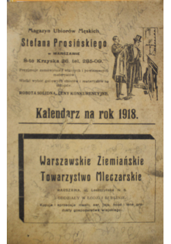 Kalendarz informacyjno - encyklopedyczny na rok 1918