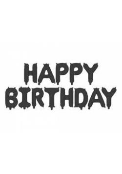 Balon foliowy Happy Birthday 340x35cm czarny