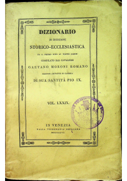 Dizionario di erudizione storico ecclesiastica  vol LXXIX  1856 r