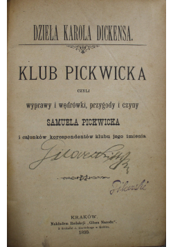 Klub Pickwicka 1899 r.
