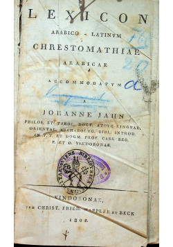 Lexicon arabico-latinvm chrestomathiae arabicae 1802 r.