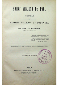 Saint Vincent de paul des hommes d action et doeuvres Deuxieme edition 1886 r.