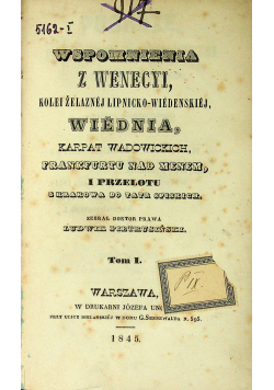 Wspomnienia z Wenecyi Tom I 1845 r