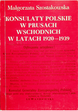 Konsulaty Polskie w Prusach Wschodnich w latach 1920 1939