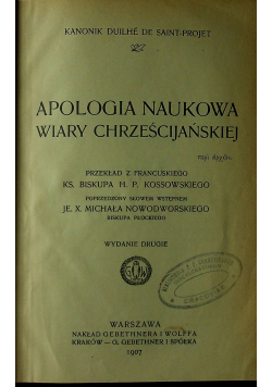 Apologia naukowa wiary chrześcijańskiej, 1907 r.