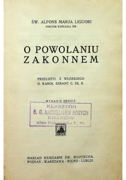 O Powołaniu Zakonnem 1916 r