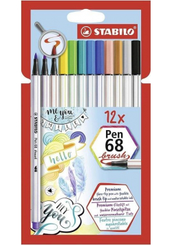 Flamastry Pen 68 brush 12 kolorów STABILO
