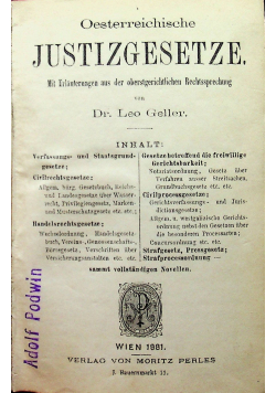 Osterreichische Justizgesetze 1881 r.