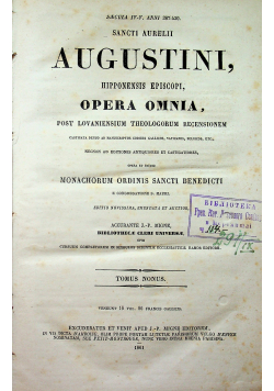Sancti Aurelii Augustini Tomus Nonus 1861 r.