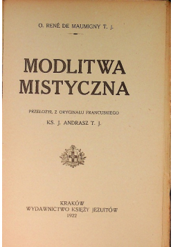 Modlitwa mistyczna, 1922 r.