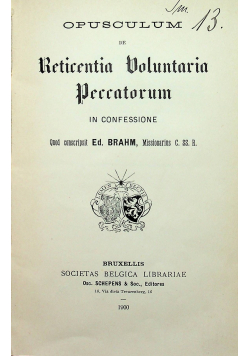 De reticentia peccatorum 1900 r