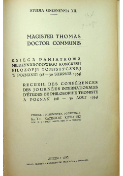 Księga pamiątkowa Międzynarodowego Kongresu Filozofji Tomistycznej 1935 r