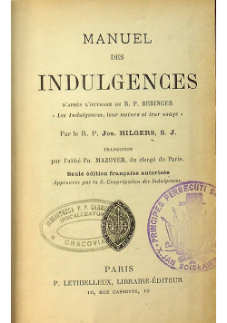 Manuel des Indulgences 1897r.