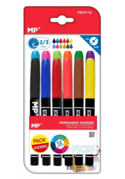 Marker permanentny 2,0/3,0mm do CD/DVD mix 12szt