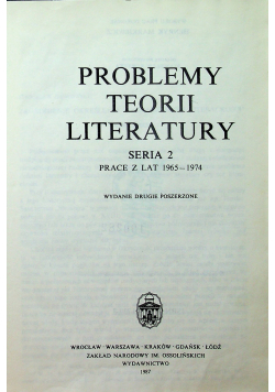 Problemy teorii literatury Seria 2