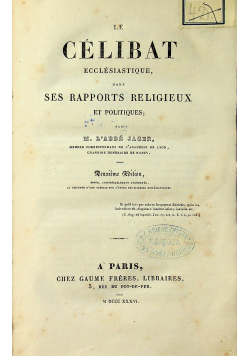 Le Celibat ecclesiastique 1836 r