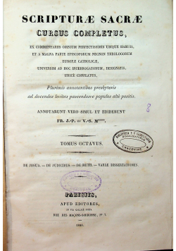 Scripturae sacrae cursus completus tomus octavus 1838 r.