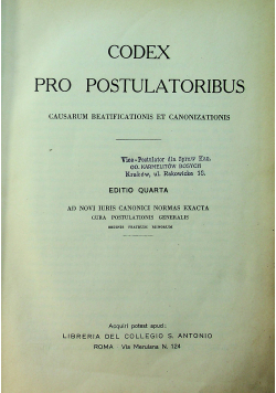 Codex poro postulatoribus 1929 r