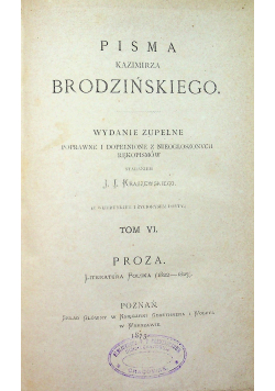 Pisma Kazimierza Brodzińskiego wydanie zupełne tom VI 1873 r.