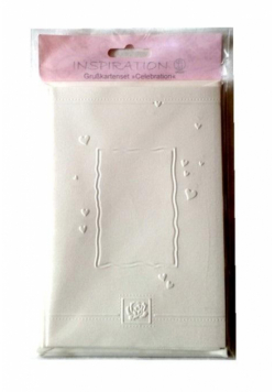 Karty tłoczone + koperty serduszka creme 06 5szt