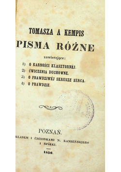 Kempis Pisma różne 1856 r.
