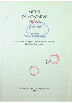 Michel de Montaigne Próby Księga II