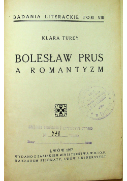 Bolesław Prus a romantyzm 1937 r