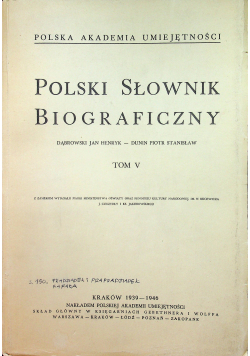 Polski Słownik Biograficzny Tom V Reprint z ok 1946 r.