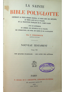 La Sainte Bible Polyglotte tome VII 1908 r.